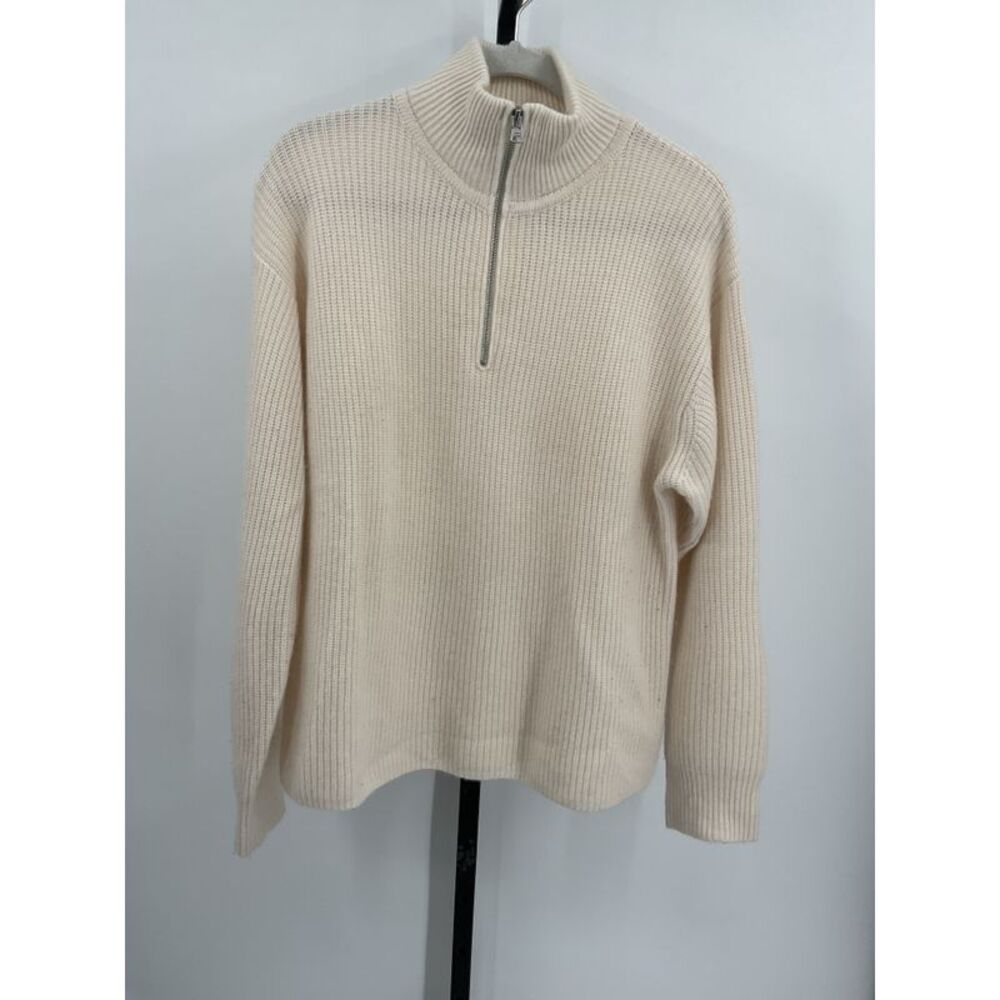 Quince Mongolian Cashmere Fisherman Quarter Zip Sweater Ivory M